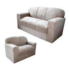 Imagem de Jogo De Sofá 2 E 3 Lugares Barato Suede Bege - Aurea Decor