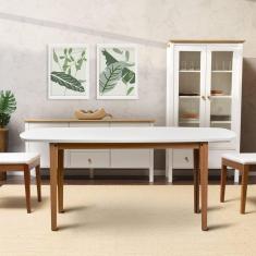 Imagem de Mesa Oval 4 Lugares 1,4m Tampo MDF Tiê CabeCasa MadeiraMadeira Amêndoa/Off White