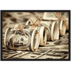 Imagem de Quadro Decorativo Finanças Dinheiro Dollar Com Moldura - Vital Quadros