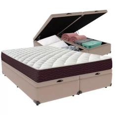 Imagem de Cama Box Baú Queen Colchão Mola Ensacada Belos Sonhos + Box Suede 71X1