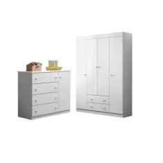 Imagem de Guarda-Roupa Para Quarto Infantil Com 4 Portas E 2 Gavetas Branco - Ph