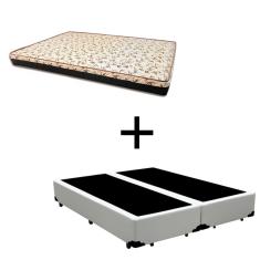 Imagem de Cama Box Queen 158 Tecido Sintético Branco Com Colchão Praia Bello Box - D28 Amarelo 57x158x198