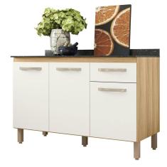 Imagem de Balcão De Cozinha Fit Com 3 Portas E 1 Gaveta Freijo-off White Freijo-off White