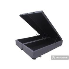Imagem de Cama Box Baú Queen Bipartido Suede Cinza Com Pistão A Gás - Imperium D