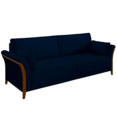 Imagem de Sofá Decorativo 3 Lugares 222cm Market Veludo Azul Marinho G45 - Gran Belo