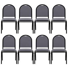 Imagem de Kit 8 Cadeiras Hoteleiras Auditório Empilhável Sintético M23 Cinza - Mpozenato