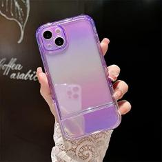 Imagem de Capa de telefone transparente para suporte de cadeira colorida a laser de luxo para iPhone 11 12 13 Pro X XR XS MAX Capa traseira protetora elegante, roxa, para iPhone 11 Pro