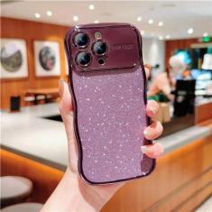 Imagem de Galvanoplastia Wave Silicone para IPhone 15 14 Plus 13 12 11 Pro Max Glitter Powder Capa macia à prova de choque para prevenção de quedas, roxa, para iPhone 13 Pro