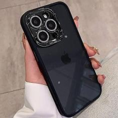 Imagem de Capa transparente Glitter Diamond para iPhone 14 13 12 11 Pro Max Plus proteção de lente capa à prova de choque, preta, para iphone 14pro