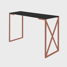 Imagem de Mesa De Escritório Computador 90cm Bex Industrial Ferro Bronze mdf Preto - Ahz Móveis