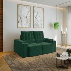 Imagem de Sofá Retrátil e Reclinável com Porta Copos e Usb 3 Lugares 180cm Embaúba Extra Cabecasa Madeiramadei Verde Diamante