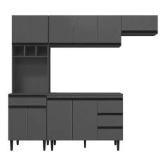 Imagem de Cozinha Modulada 2,40m Andréia 10 Portas 4 Gavetas com Balcão Cor Cinza AJL