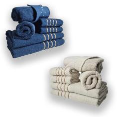 Imagem de Jogo De Toalhas 12pcs 4 Banhos 4 Rosto 4 Tapetes Az + bg