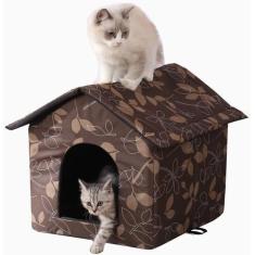 Imagem de Casa para gatos ao ar livre H HONG RI SHENG marrom impermeável (M)
