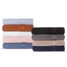 Imagem de Conjunto de toalhas multicoloridas A1HC, 100% algodão fiado, 500 GSM, certificado verde Oeko-Tex, Zero Twist, ultra macio, secagem rápida e altamente absorvente, lavável na máquina (toalha de banho