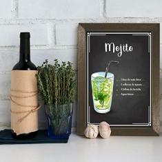 Imagem de Quadro Decorativo Bebida Mojito 22x32 com Moldura Marrom