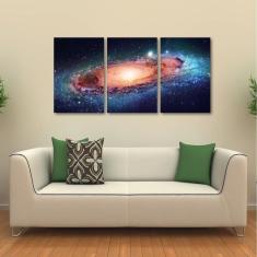 Imagem de Quadro Decorativo Galáxias Universo Espaço Em Tecido 3 Peças