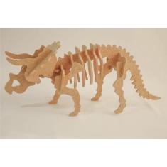 Imagem de Quebra Cabeça 3D dinossauro triceratops 17 peças em mdf - dinobrinque