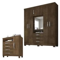 Imagem de Guarda Roupa Casal Imperial com Cômoda Sapateira Cannes Malbec - Incorplac