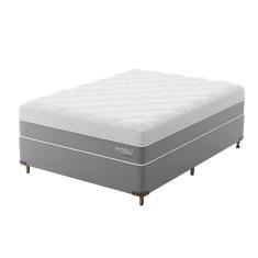 Imagem de Cama Box Viúva com Colchão Sublime Mola Ensacada e Espuma Viscoelástica (32x128x188) Cinza e Branco