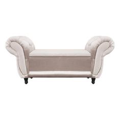 Imagem de Divã Recamier Com Baú Grécia 1,55 Cm Suede Bege Acetinado