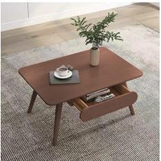 Imagem de Mesa de centro de madeira maciça, mesa de centro moderna com mesa aberta e gaveta de armazenamento, mesa central prática para sala de estar, recepção, escritório em casa