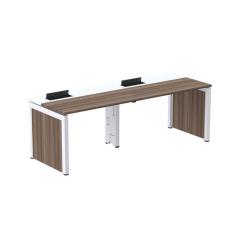 Imagem de Mesa de Plataforma Simples para 2 Pessoas Corporativa 150x792/2p Pscpp150/792/2p Walnut/Branco
