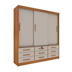 Imagem de Guarda Roupa Roupeiro Casal Chicago 3 Portas Cinamomo Off White - Tcil