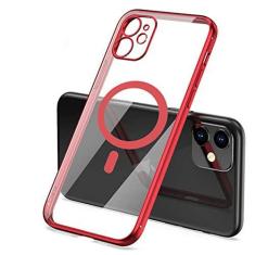 Imagem de Capa de carregamento sem fio magnética de chapeamento de luxo para iPhone 13 12 11 Pro Max Mini XR Xs X 7 8 Plus Capa de silicone macio, vermelho, para iPhone 13 Mini
