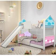 Imagem de Beliche Infantil Casa Nuvem Menino Menina Escorrega Colchão