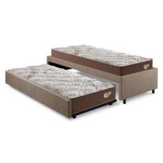 Imagem de Bicama Box Solteiro 126X208 Linho Marrom Com 2 Colchões Relax Adorabil