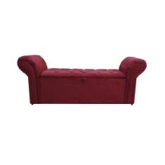 Imagem de Recamier Calçadeira Báu 0,90 p/ Quarto - Suede Bordô - Estofados Sorje