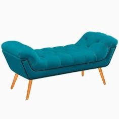Imagem de Recamier Calçadeira Casal King 195cm Ayla Veludo Azul Turquesa - Monta