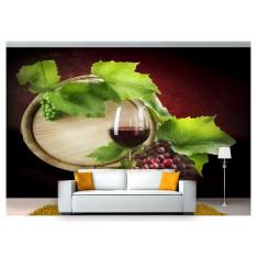 Imagem de Papel De Parede Barril Vinho Cacho De Uva 3D Al78