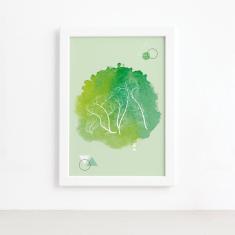 Imagem de Quadro Minimalista Safari Gorila Verde Moldura  33x43