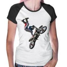 Imagem de Baby Look Raglan Motocross Freestyle Trick - Foca Na Moda