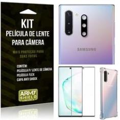 Imagem de Kit Película de Lente da Camera Galaxy Note 10 + Capa Anti Shock + Película Flex - Armyshield