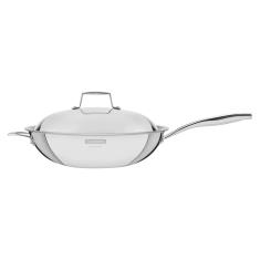 Imagem de Wok Tramontina Grano em Aço Inox Corpo Triplo com Tampa e Cabo 32 cm 5,2 L