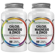 Imagem de KIT 2X Cálcio, Magnésio, Zinco e Vit D3 60 Cápsulas - Flora Nativa