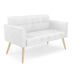 Imagem de Sofá Namoradeira Elisa Corano Pés Palito Natural - D'rossi Cor Branco