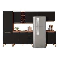 Imagem de Armário De Cozinha 9 Portas 3 Gavetas Preto/Nature