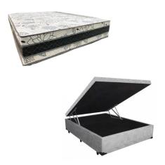 Imagem de Cama Base Box Baú Casal Super Confort Suede Cinza + Colchão Casal Super Confort D33 28x138x188