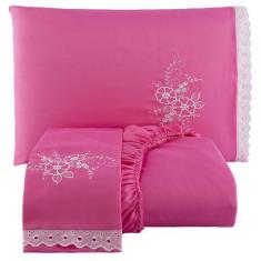 Imagem de Jogo De Cama Lençol Queen Bordado Advance 3 Peças - Pink - Casa Show E