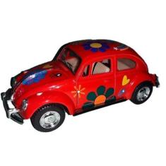 Imagem de Carro Miniatura Fusca Hippie Vermelho Escala 1:43 6836-28 - Coml Belat