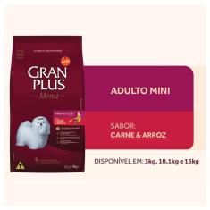 Imagem de Ração GranPlus Menu Carne e Arroz para Cães Adultos Mini - 1 Kg