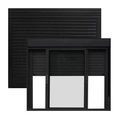Imagem de Janela Persiana Integrada De Aluminio Cor Preta 2 Folhas 1,20x1,20m