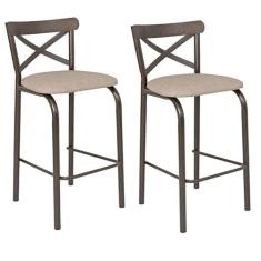 Imagem de Conjunto 2 Banquetas para Cozinha Assento Anatômico Paris Bronze/bege