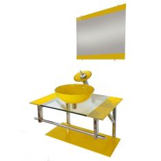 Imagem de Gabinete De Vidro 70Cm Inox Com Cuba Redonda 