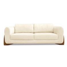 Imagem de Sofá 3 Lugares Base De Madeira Clarissa 200 Cm Linho S04 - D'rossi Cor Perola