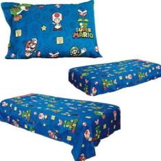 Imagem de Jogo De Cama Infantil 3 Peças Solteiro Modelo:Mario Bross - Lepper
